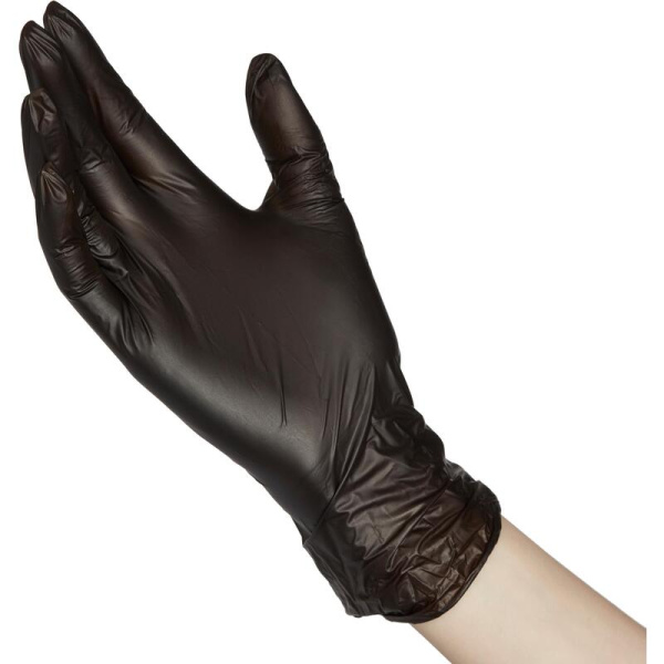 Перчатки одноразовые универсальные виниловые Aviora нестерильные  неопудренные размер S (6.5-7) черные (50 пар/100 штук в упаковке)