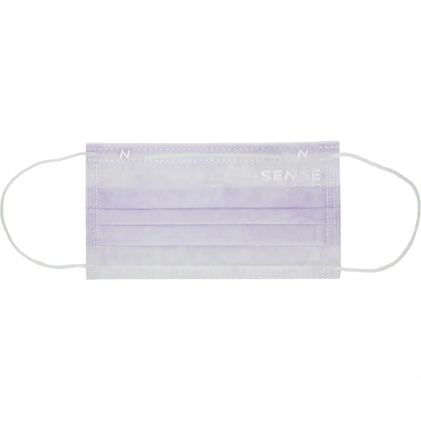 Маска медицинская одноразовая Sense трехслойная лиловая (50 штук в  упаковке)