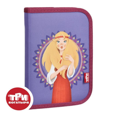 Пенал односекционный Комус Три богатыря  Аленушка синий