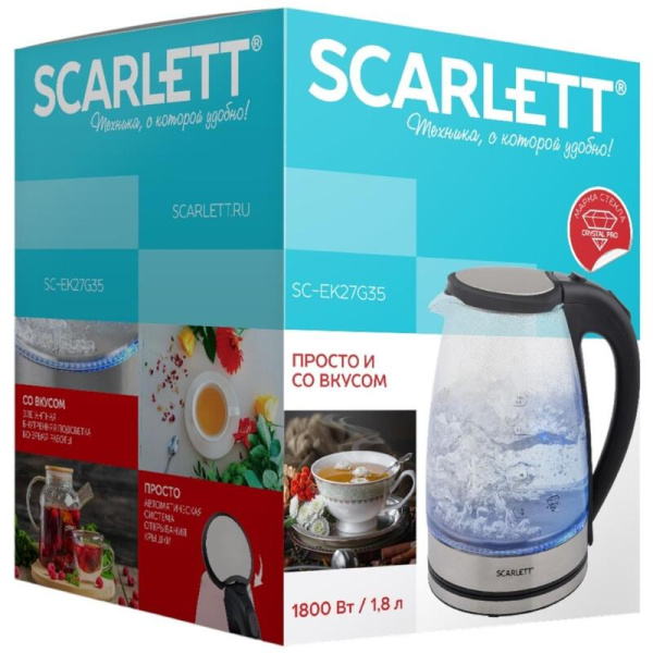 Чайник электрический Scarlett SC-EK27G35 серебристый
