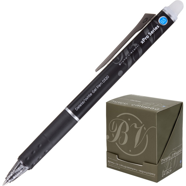 Ручка гелевая автоматическая со стираемыми чернилами Bruno Visconti  Delete Click xPro Nero синяя (толщина линии 0.4 мм)