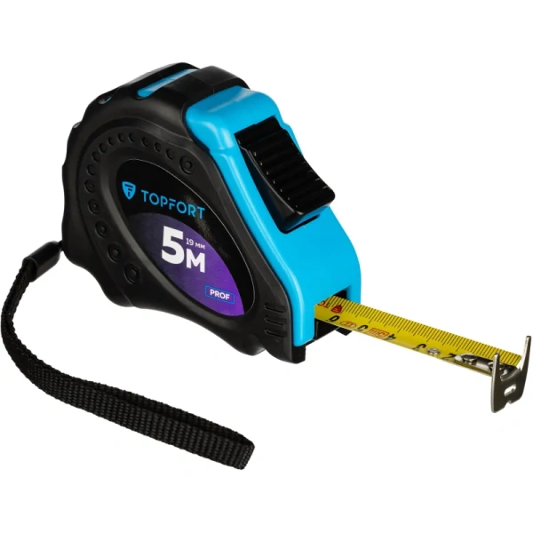 Рулетка строительная TOPFORT Prof 5 м х 19 мм с автостопом в  прорезиненном корпусе (1990402)