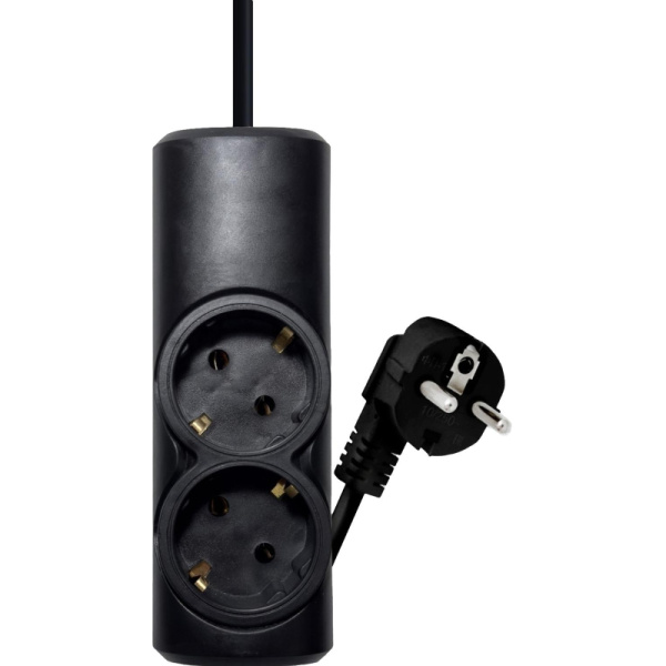 Удлинитель Progix PG214 2 розетки 3 м с заземлением чёрный