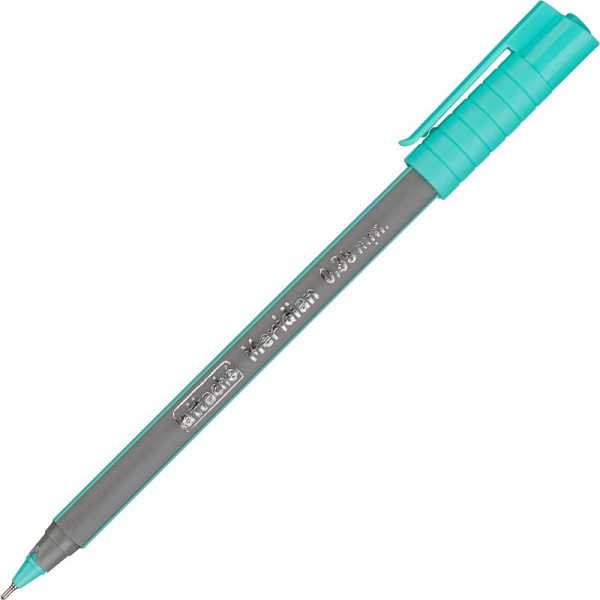 Ручка шариковая Attache Meridian синяя корпус soft touch (серо-бирюзовый  корпус, толщина линии 0.35 мм)