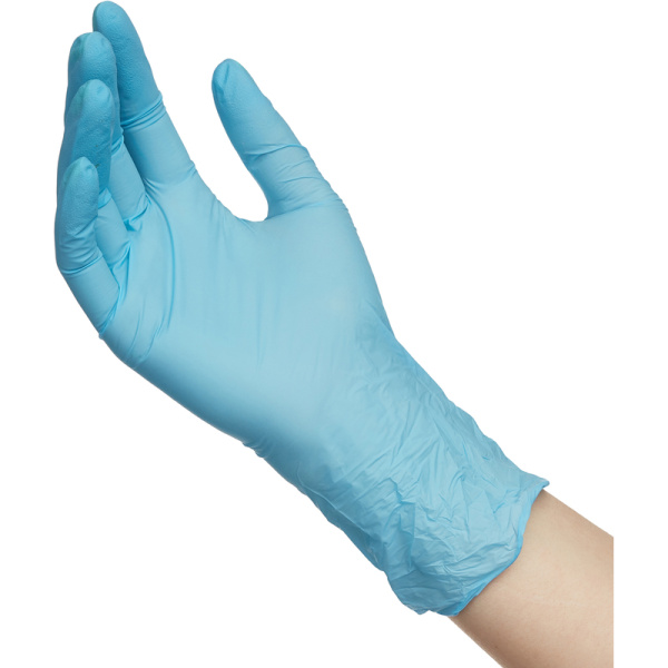 Перчатки медицинские смотровые нитриловые NitriMax нестерильные   неопудренные размер L (8-9) голубые (50 пар/100 штук в упаковке)