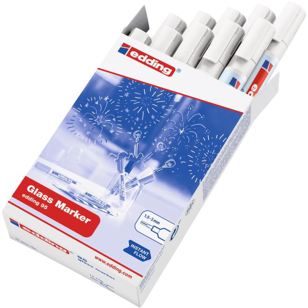 Маркер для стеклянных досок Edding E-95/049 белый (толщина линии 1.5-3  мм)