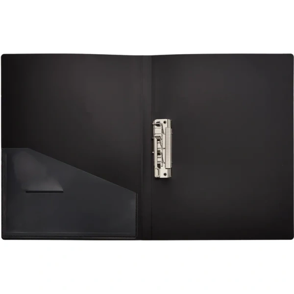 Папка с зажимом Комус Шелк А4 0.7 мм черная (до 150 листов)