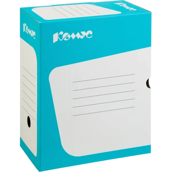 Короб архивный из гофрокартона Комус 320x260x80 мм бирюзовый до 770  листов