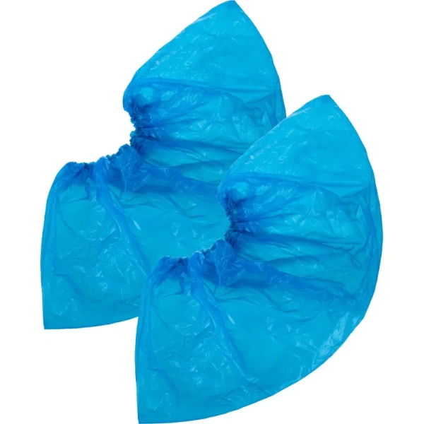 Бахилы одноразовые Вендорс полиэтиленовые 40 мкм голубые с паянной  резинкой (50 пар в упаковке)