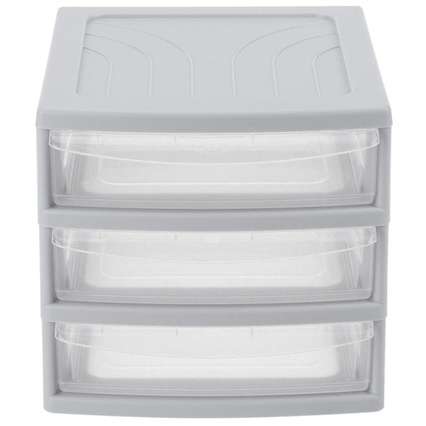 Бокс с выдвижными лотками Econova 3 лотка серый/бесцветный (433224030)