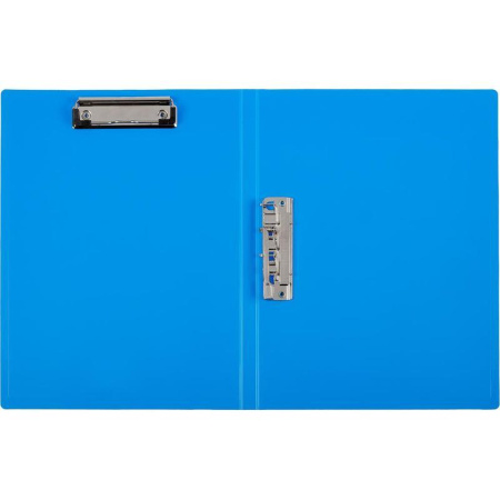 Папка с двумя зажимами А4 0.7 мм синяя (до 150 листов, боковой и верхний зажим)