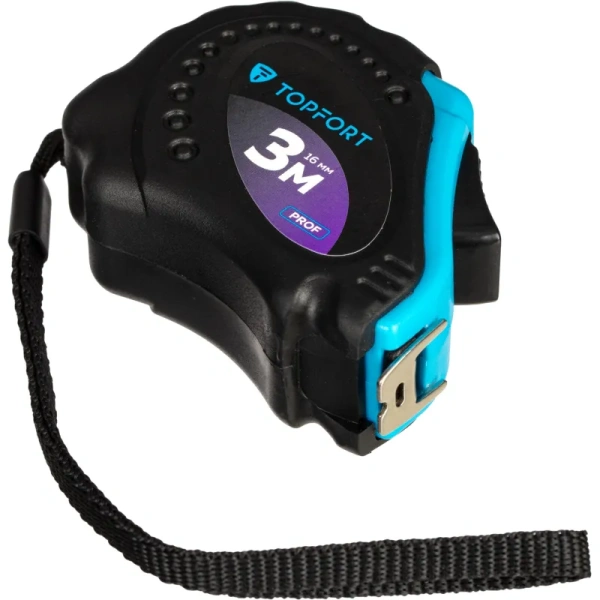 Рулетка строительная TOPFORT Prof 3 м х 16 мм с автостопом в  прорезиненном корпусе (1990401)