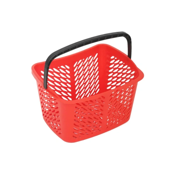 Корзина покупательская Комус Мебель пластик красная с чёрной ручкой