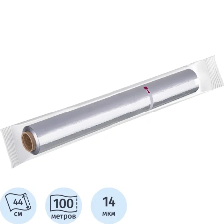 Фольга пищевая алюминиевая Комус 44 cм x 100 м (толщина 14 мкм)