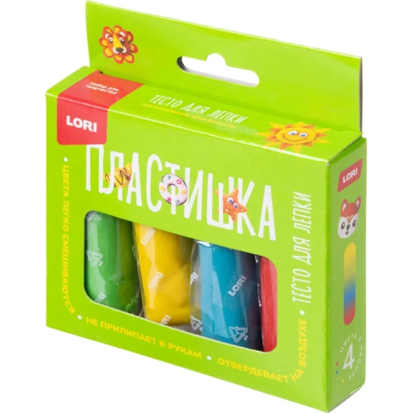 Тесто для лепки Lori Пластишка 4 цвета 120 г (Тдл-046)