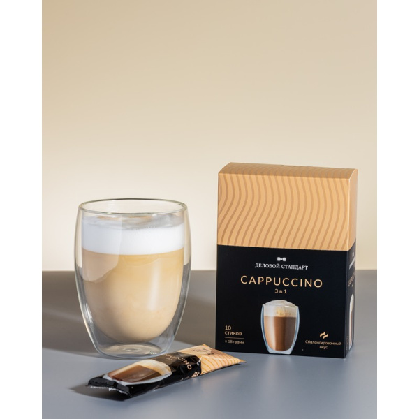 Кофе порционный растворимый Деловой Стандарт 3в1 Cappuccino 10 пакетиков  по 18 г