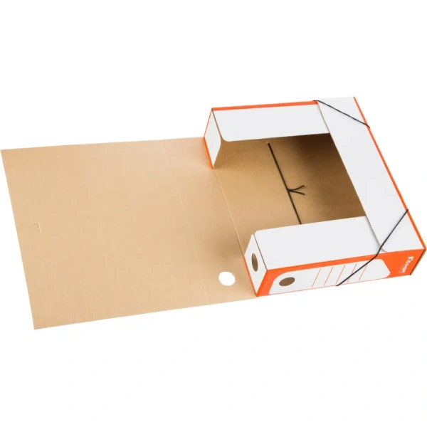 Короб архивный гофрокартон Комус на резинках 262x75x324 мм оранжевый до  770 листов