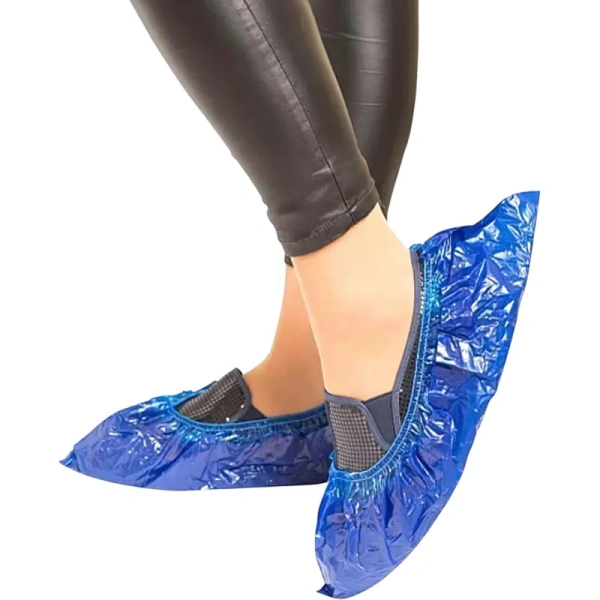 Бахилы одноразовые EleGreen полиэтиленовые 10 г/кв.м повышенной  плотности синие (25 пар в упаковке)