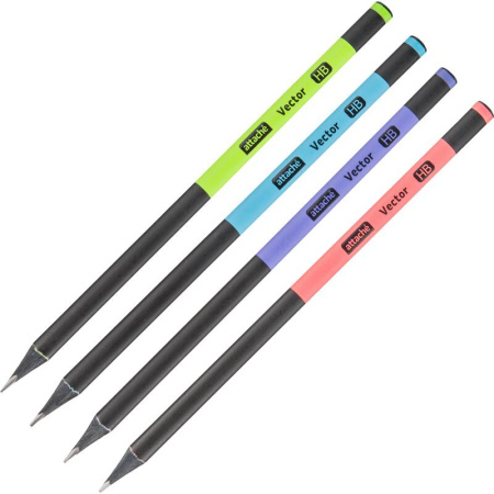 Карандаш чернографитный деревянный HB Attache Vector заточенный  трехгранный