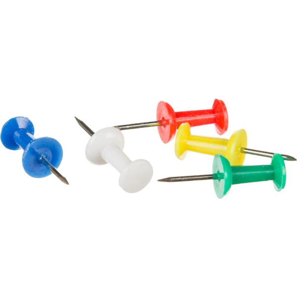 Кнопки канцелярские силовые Attache пластиковые разноцветные шляпка 8 мм  картонная коробка (50 штук в упаковке)