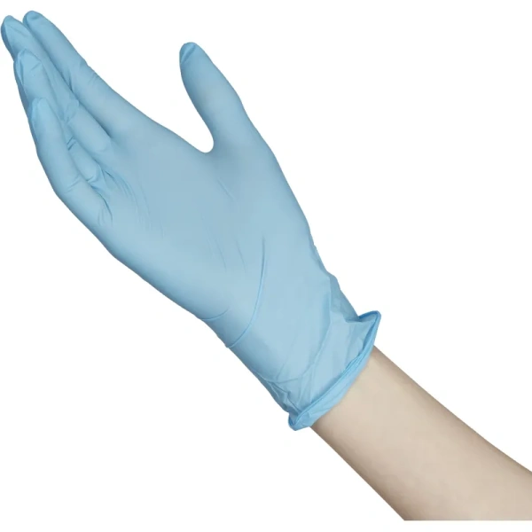Перчатки медицинские смотровые нитриловые Foxy-Gloves нестерильные  неопудренные размер S (6.5-7) голубые (50 пар/100 штук в упаковке)