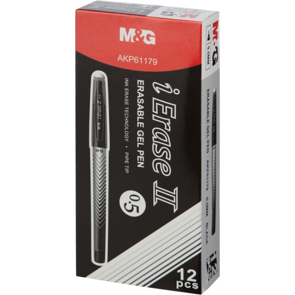 Ручка гелевая со стираемыми чернилами M&G iErase II черная  (толщина линии 0.35 мм)
