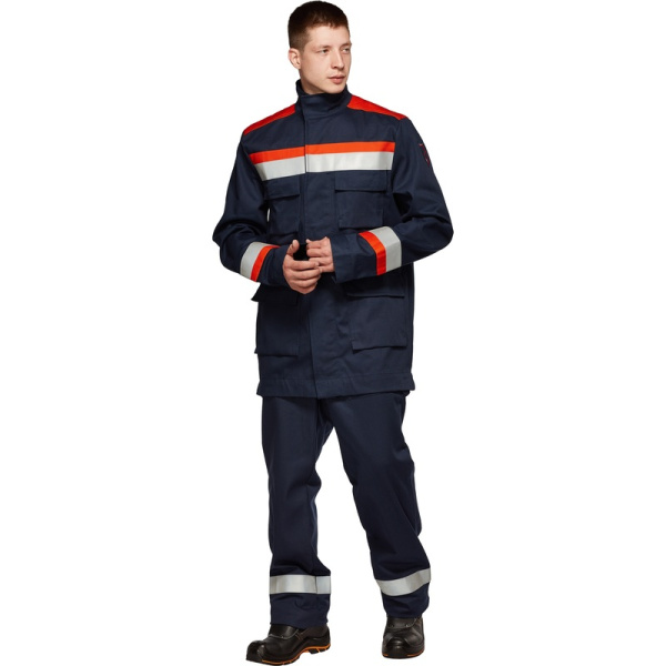 Костюм для защиты от электродуги Энергия летний синий/оранжевый 13.2  кал/см2 (размер 52-54, рост 170-176)