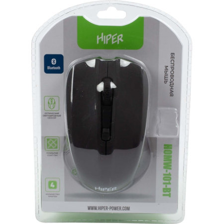 Мышь беспроводная Hiper черная (HOMW-101-BT)