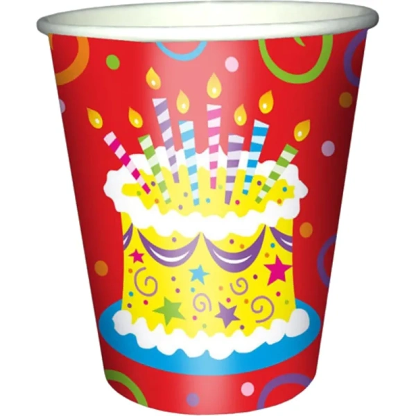 Набор стаканов одноразовых Патибум Торт яркий 250 мл (6 штук в упаковке)