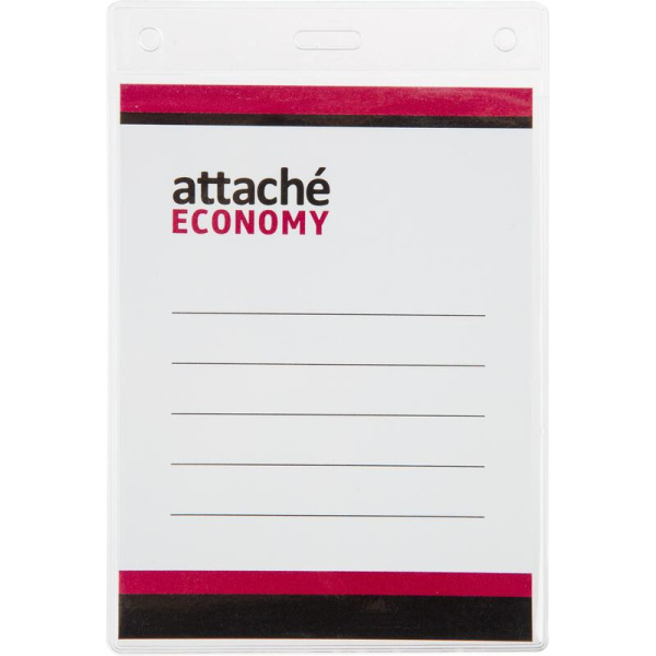 Бейдж Attache Economy вертикальный 138x96 мм с зажимом и синей тесьмой  (5 штук в упаковке, размер вкладыша: 120x90 мм)