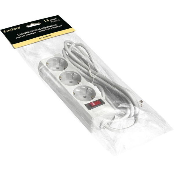 Сетевой фильтр ExeGate SP-3-1.8W на 3 розетки 1.8 метра (EX221178RUS)