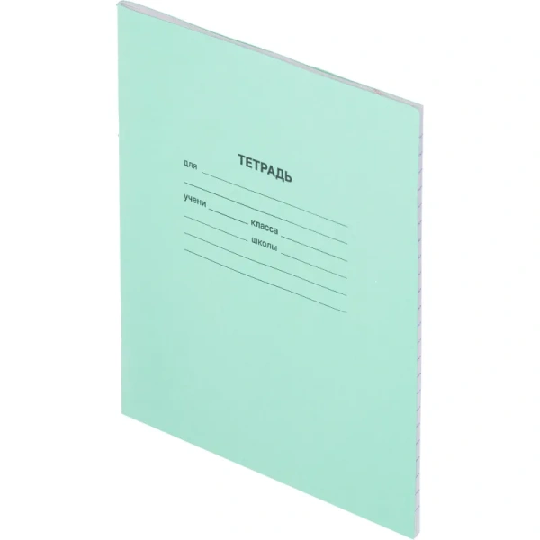 Тетрадь школьная зеленая А5 12 листов в узкую линию