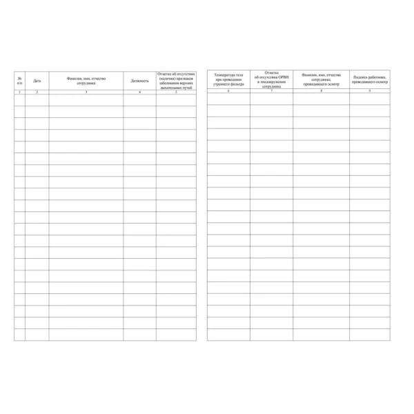 Журнал утреннего фильтра сотрудников Учитель-Канц КЖ-1776 А4 16 листов  обложка бумага крепление на скрепках