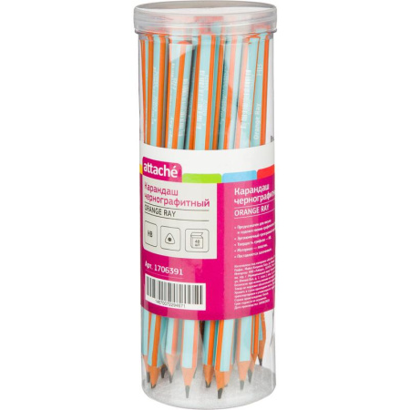 Карандаш чернографитный HB Attache Orange Ray заточенный трехгранный