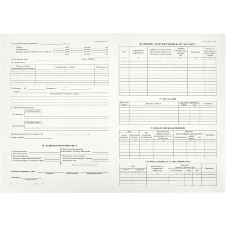 Бланк Личная карточка форма Т-2 офсет А3 (303x426 мм, 50 штук в термоусадочной пленке)