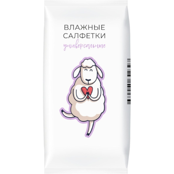 Салфетки влажные Овечки универсальные флоупак с жестким клапаном
