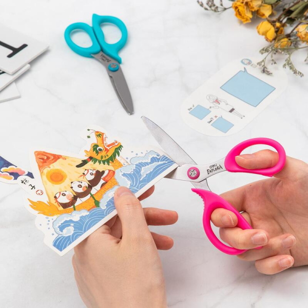 Ножницы детские Deli Explora 135 мм универсальные тупоконечные розовые