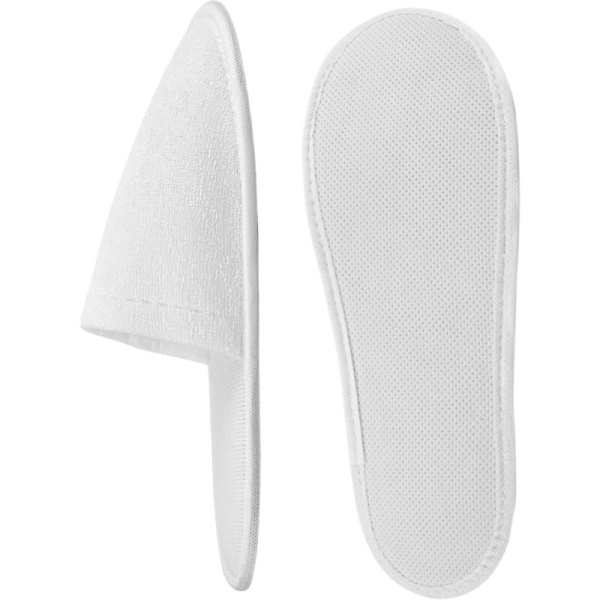 Тапочки одноразовые махровые закрытый мыс подошва 3 мм белые (100 пар в  упаковке)