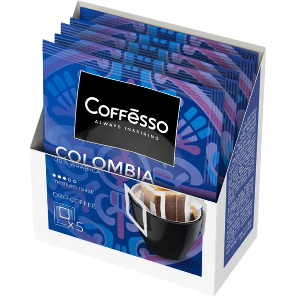 Кофе молотый в дрип-пакетах Coffesso Colombia Tinto (5 штук в упаковке)