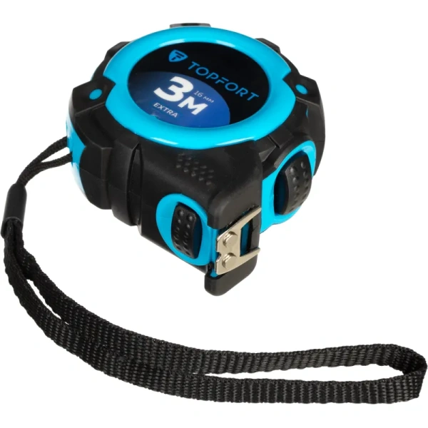 Рулетка строительная TOPFORT Extra 3 м х 16 мм с магнитным зацепом и  автостопом в прорезиненном корпусе (1990398)