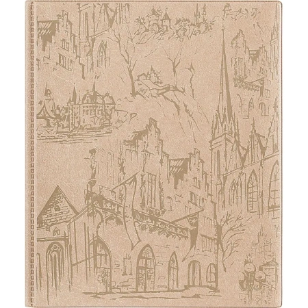 Визитница настольная Комус пластиковая на 256 визиток бежевая