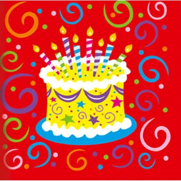 Салфетки бумажные Патибум Торт яркий 33х33 см (12 штук в упаковке)