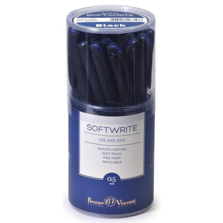 Ручка шариковая неавтоматическая масляная Bruno Visconti Softwrite Black синяя (тощина линии 0,5 мм)