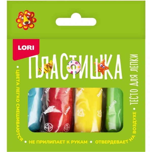 Тесто для лепки Lori Пластишка 4 цвета 120 г (Тдл-046)