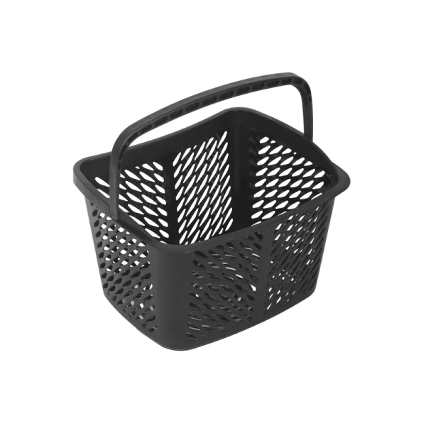 Корзина покупательская Комус Мебель пластик чёрная с чёрной ручкой