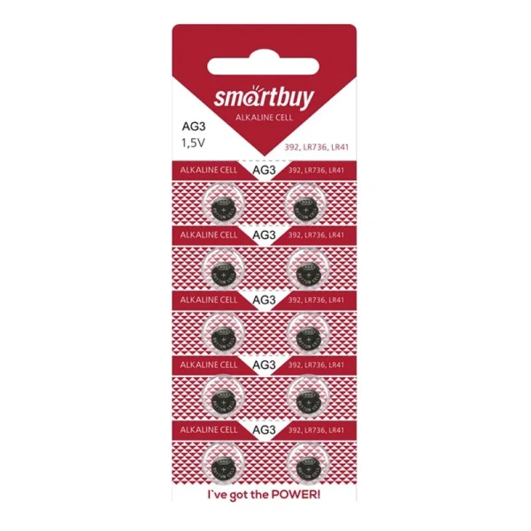 Батарейки Smartbuy таблетка AG3-10B (10 штук в упаковке)