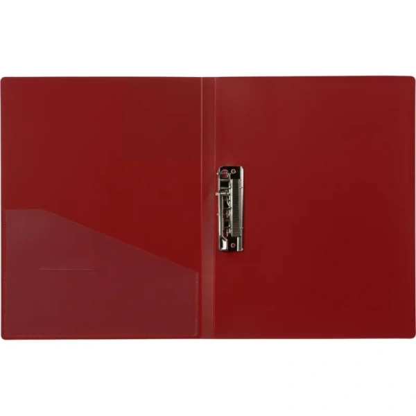 Папка с зажимом Комус Шелк А4 0.7 мм красная (до 150 листов)