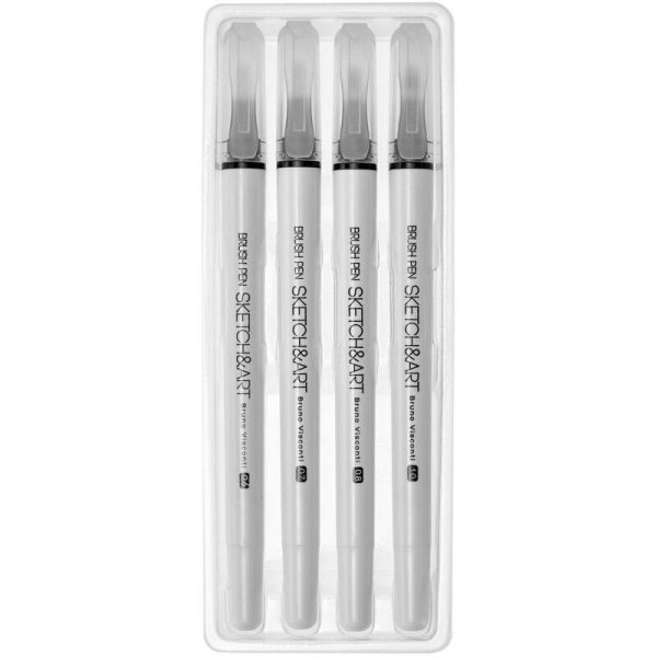Ручка-кисть Sketch&Art черная (4 штуки в упаковке, толщина линии  0.6, 0.7, 0.8, 1 мм)