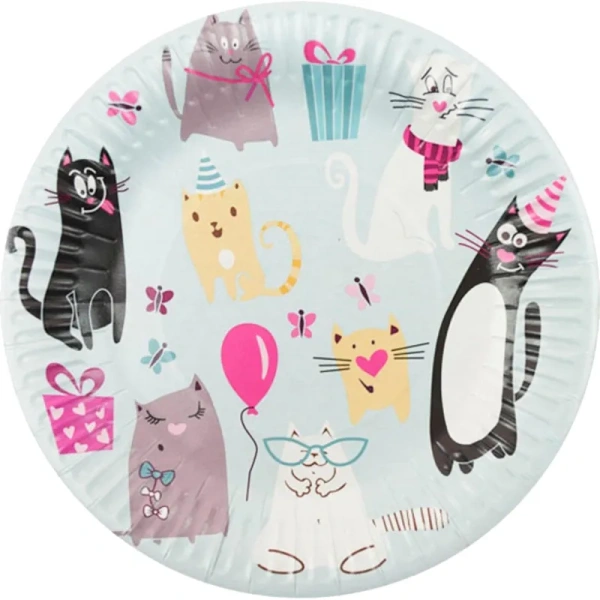 Набор тарелок одноразовых Патибум Кошки 18 см (6 штук в упаковке)