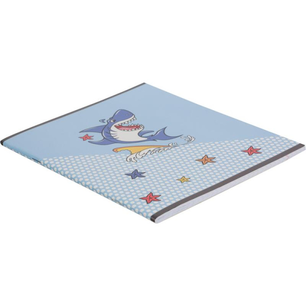 Тетрадь общая Shark А5 48 листов в клетку на скрепке обложка с рисунком  ВД-лак